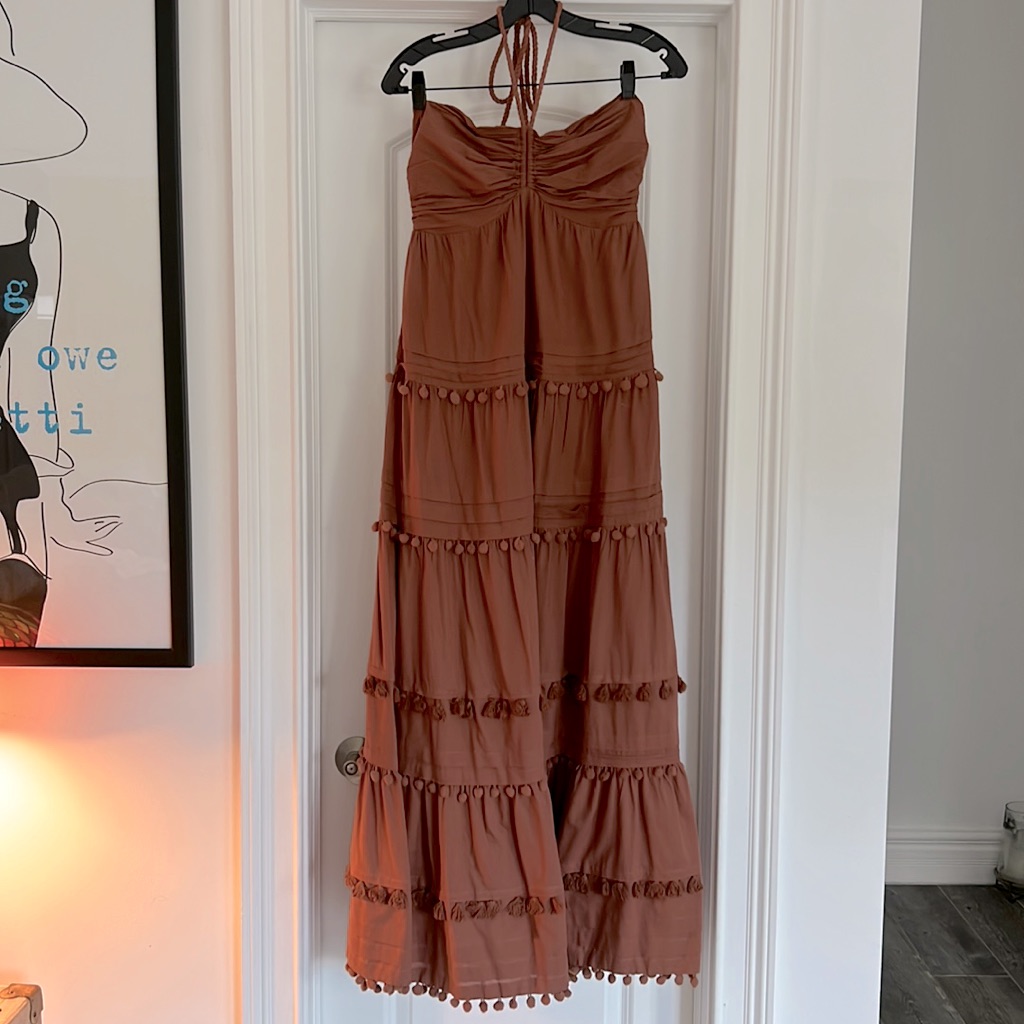Brown Intermix Tiered Maxi Dress